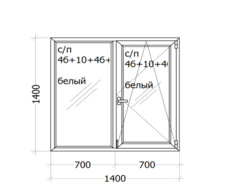 Окно Veka Euroline ( трёхкамерный профиль ) 1400 x 1400 мм с/п 4б+10+4б+10+4и